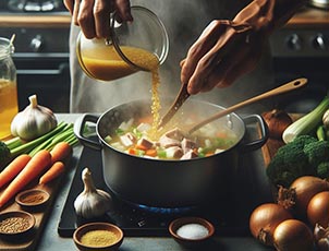 Una persona haciendo sopa